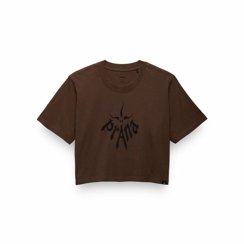 PrAna W's Heritage Graphic Crop Tee dark roast