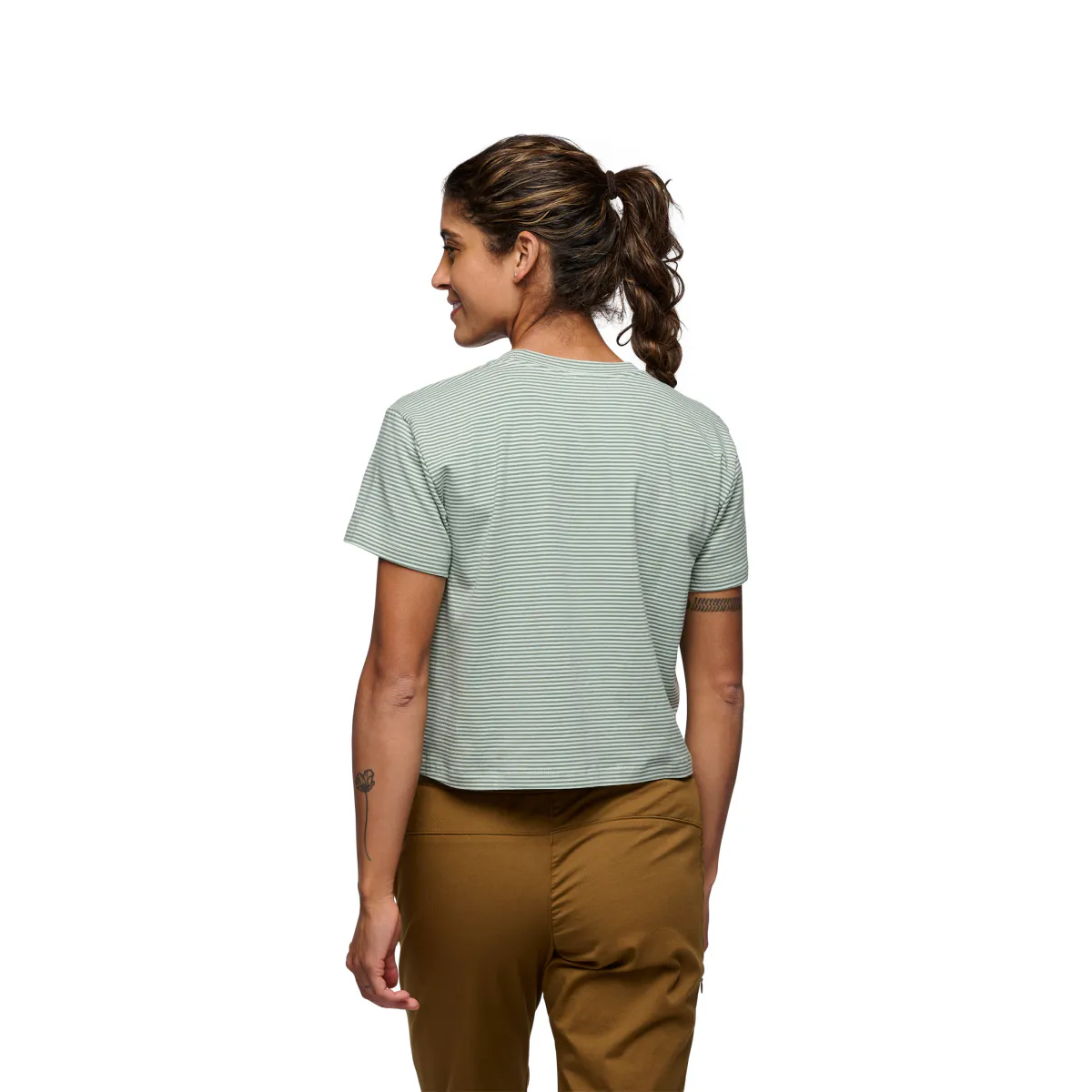 Black Diamond  BD Stripe Crop Tee W's foam green-laurel green
