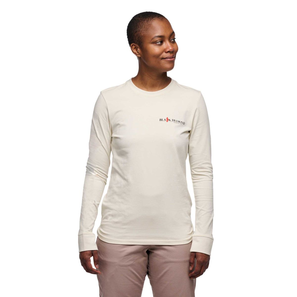 Black Diamond W Heritage Wordmark LS Tee off white