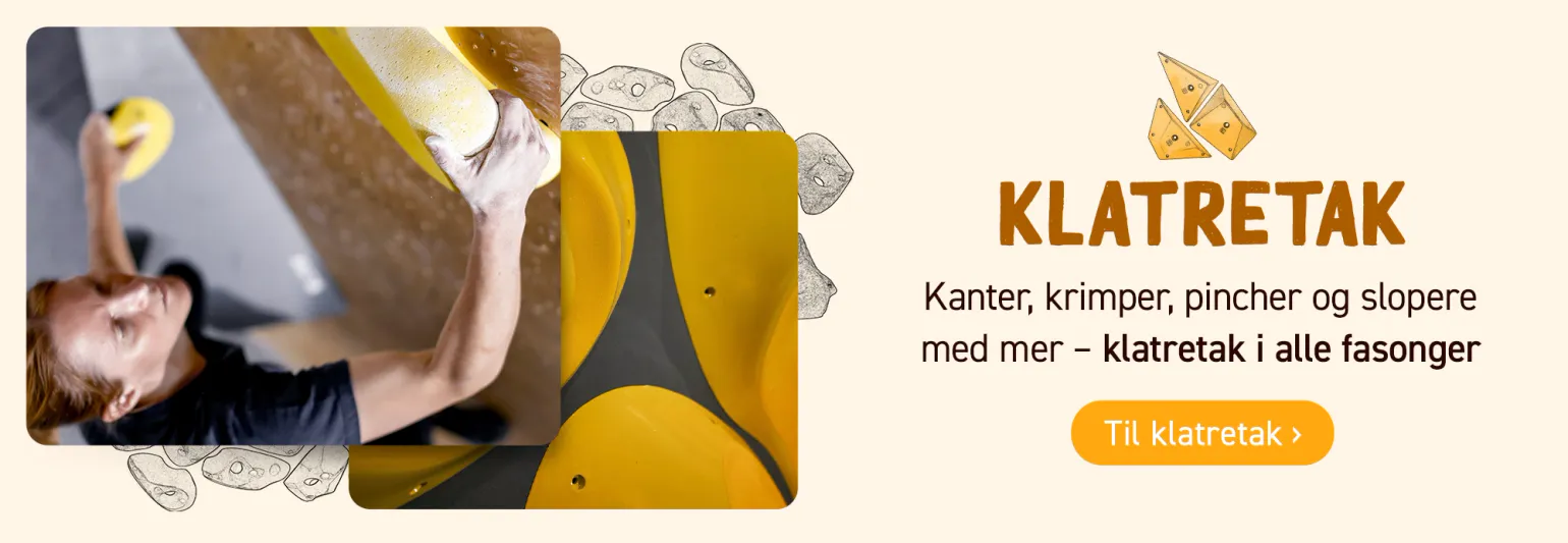 Lagertømming – kanter, krimper, pincher og slopere med mer – klatretak i alle fasonger opptil 60%